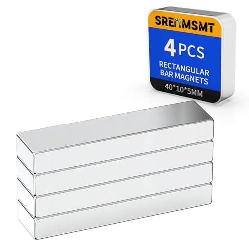 Image of Powerful Neodymium Bar Magnets, 4 Pack Heavy Duty Magnet, 40x10x5mm | Rare Earth Magnets, Rectangular Magnets, Small Magnet Strong for Fridge, DIY, Garage, Kitchen, Science, Craft, Office