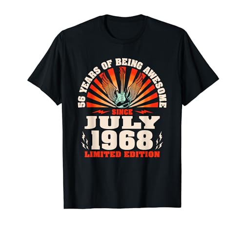 56 cumpleaños retro vintage guitarrista amante de la guitarra julio 1968 Camiseta