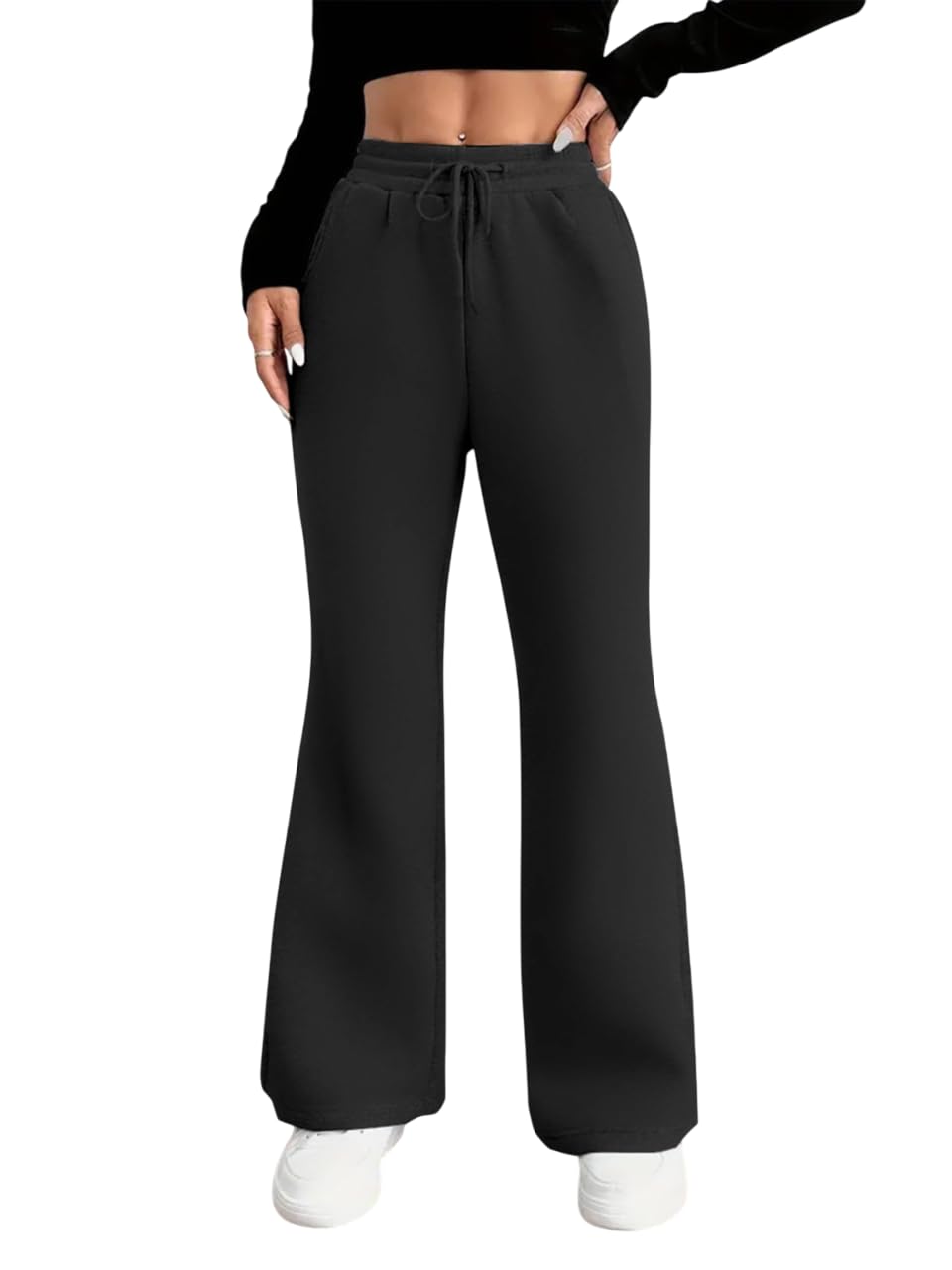 dockstreet Straight Wide fit Long Length Open Bottom Jogger for Women/Trending Multi Pocket Style, Relaxed Casual Pants for Women-picture-17