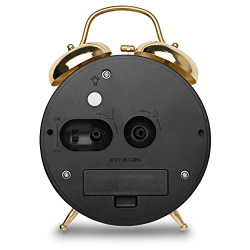 Westclox Big Ben Gold Twin Bell Alarm Clock | Loud Alarm Clock For Heavy Sleepers | Battery Operated Analog Clock With Backlight For Bedside Table, Kids Room, Desk | Aesthetic Room Décor #TOP2