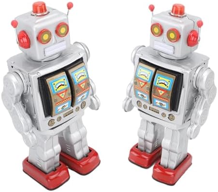 - Tin Robot Toy Retro Electric Rotating Action Figure Adult Collectible Model Silver