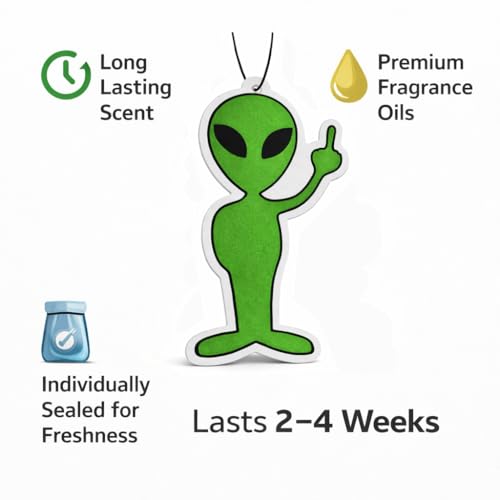 Image of Alien Air Freshener (3 Pack) - Funny Car Air Freshener for Car, Novelty UFO Gift, Hanging Auto Air Freshener, Funny Car Accessories for Men Women