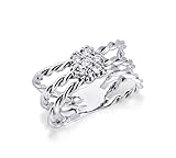 anniversaire GV GIOIELLI DI VALENZA Bague fantaisie en fil tressé en or blanc 18 carats avec diamants, Métal, Diamant