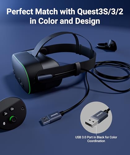 Image of Syntech Link Cable 5 m, Compatible with Oculus Meta Quest 3 /3S, Quest2 /1 /Pro and Pico 4, PC Steam VR Accessories, High Speed Data Transfer, USB 3.0 to USB C Cable for VR and Gaming PC, Black