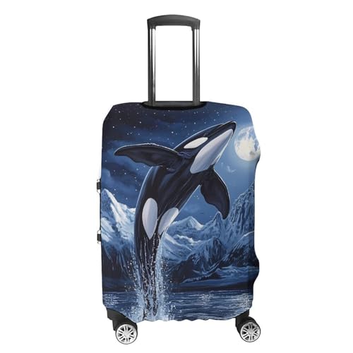 Whale And Moon Travel Luggage Cover for Suitcase 19-32 Inches Elastic Washable Baggage Protector4