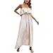 NANNIYA Robe De Soirée Robe Maxi d'été pour Femmes à épaules dénudées à Volants sans Bretelles Bleu Blanc Porcelaine Boho décontracté Robe Longue Ample Robes De Soleil Femmes Maxi Longues