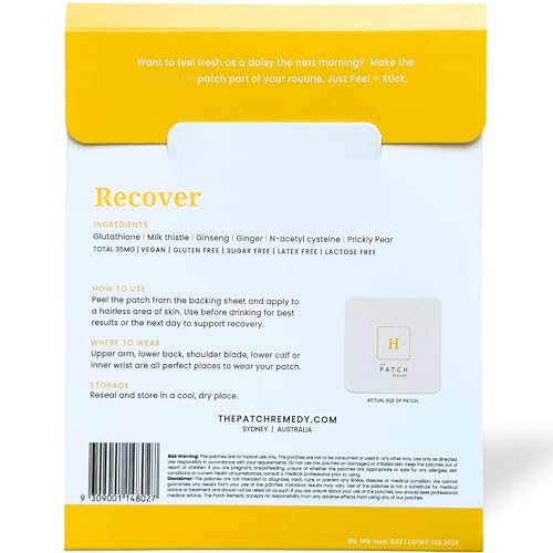 Image of The Patch Remedy Recover Patch | Glutathione, Milk Thistle, NAC, Ginger, Ginseng & Prickly Pear | 30 Patches