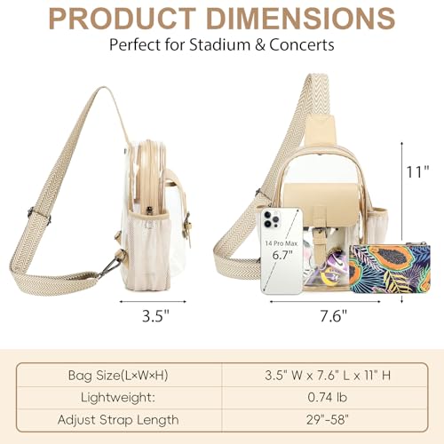 Image of Clear Bag for Stadium Events, Clear Crossbody Bag Purses for Women Crossbody Concert Sports with Side Mesh Pocket