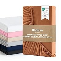 Bedsure Small Double Fitted Sheet Deep - Bed Sheets Extra Deep Pocket 16 Inches (40 cm), Soft Brushed Microfiber for 3/4 Bed, Dusty Orange, 122x190cm