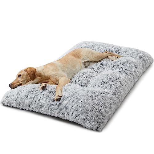 Wnpethome Washable Dog Beds For Large Dogs, Crate Dog Bed C-1, Plush Dog Crate Bed Mat For Sleeping & Ease Anxiety, Fluffy Kennel Pad For Large, Medium Dogs (35 X 23 X 3.5 Inch) #TOP17
