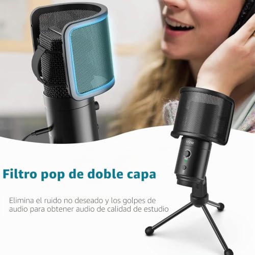 Microfono de condensador de estudio compatible con Mac, PC y control de ganancia 3