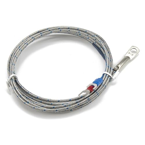 Sensor de temperatura termopar tipo J con cable trenzado metálico de 2m 3