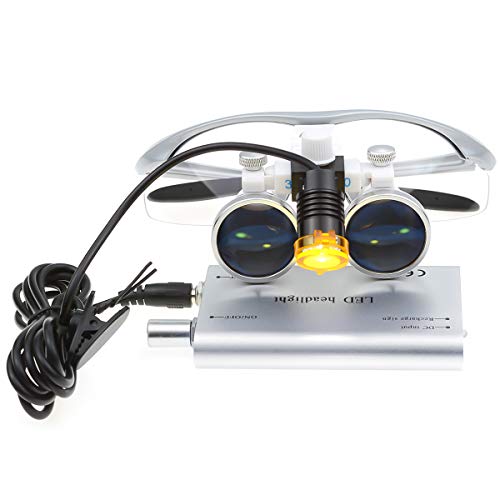Image of Surgical Binocular Loupes Optical Glass Loupe 3.5x420mm with LED Head Light Lamp