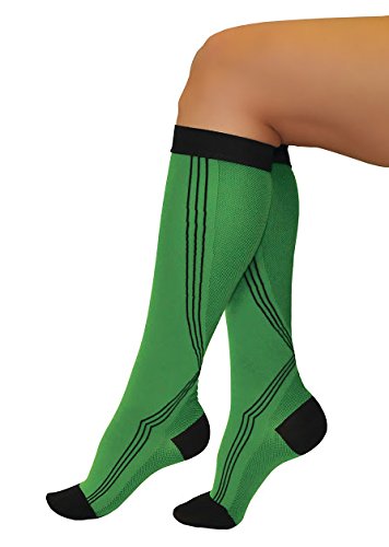 Tonus Activ Elastic Medical Compression Long Socks, Unisex - 18-21 mmHg - Sock Length 66.9"-71.7" - Medium (Green/Black)