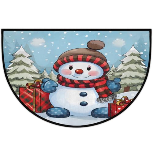 Tapis de sol antidérapant demi-lune pour une entrée de Noël chaleureuse
