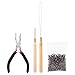 Produktbild 3 farbe 4 stück haarverlängerungszange, (500 stück) micro ring link haar und federverlängerungen ziehen nadel haken perücke verbinden zangen (braun)