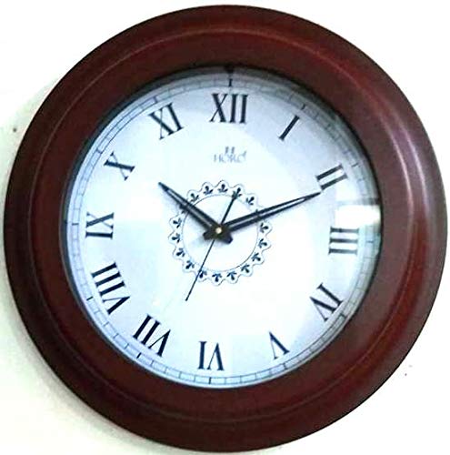 Buy HORO (Imported Brown Red Wooden Round Clock Roman Dial/Convex Glass ...