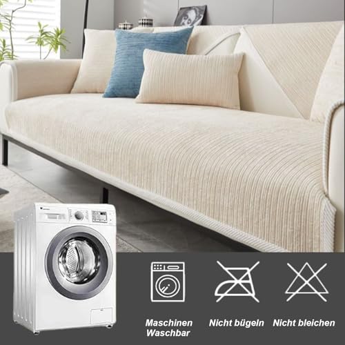 Bettschlange Sofa Überzug, Couch Überzug L Form 1/2/3/4 Sitzer, Sofa Cover Sofabezug Ecksofa rutschfeste Sofaschoner… – Ansicht 5