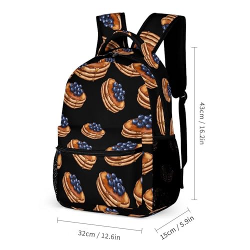 Blueberry Pancakes Cute Print Backpack Set of 3 Portable Lunchbox Pencil Cases for Daily Travel2