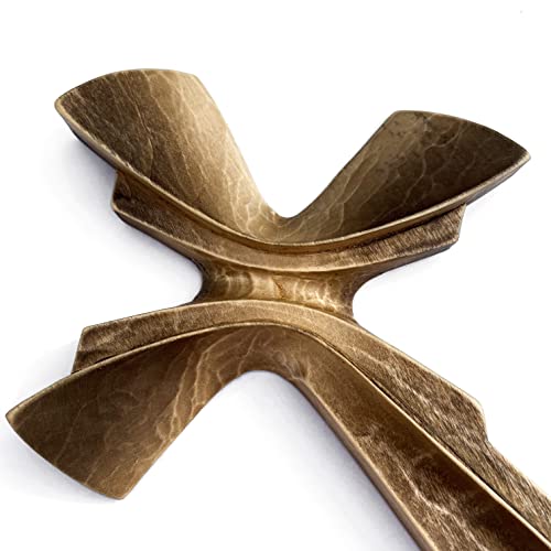 Wooden Hand Carved Hanging Cross for Wall Decor, Handmade Large Crucifix Wall, Christian Religious Cross (7.87, brown)