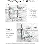 YASONIC Shower Caddy Hanging - Never Rust Shower Organizer - Aluminum Over The Head Caddy with 10 Hooks for Razor/Sponge - Rack with Soap Basket - Silver - Image 5