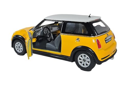 Mini Cooper S, 1:28 Scale Die Cast Model, Openable Doors, Pull-Back Action, Yellow - Image 6