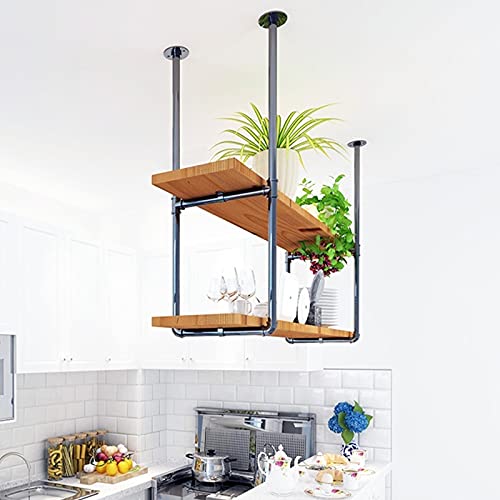 Casier à bouteilles en bois et étagère rétro en fer forgé Loft