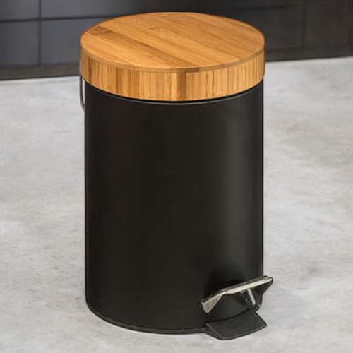 WELL HOME MOBILIARIO & DECORACIÓN Cubo pedal 3L Metal Bamboo Negro - imagen 6