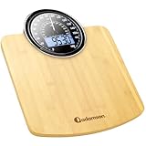 Adamson Hybrid 2-in-1 Analog- und Digitalwaage für Körpergewicht bis 180 kg – Dickes Glas – Extra großes Display – Leicht Ablesbare Digitale Badezimmerwaage – Holz mit Weißer Hintergrundbeleuchtung