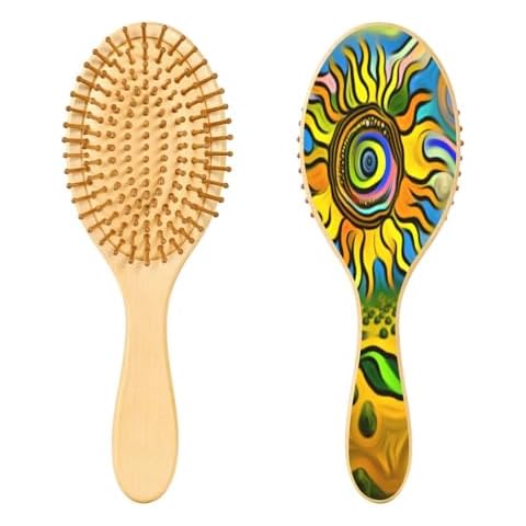 SLHKPNS Hair Brush Detangling Brush for Massaging Scalp Abstract Sunflower Tangle-Free Hair Brush for All Hair Types Women Men Girls Boys Wooden Hair Detangler Oil Painting Cover