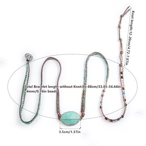 Image of Boho Stone Wrap Bracelet for Women,Turquoise Beaded Bracelet Jewelry Gift