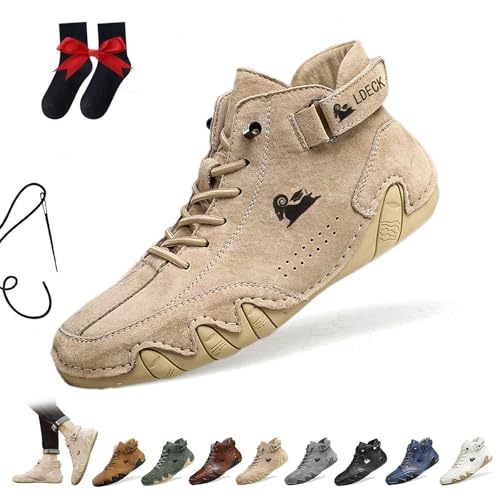 Bottes Hautes En Daim Faites À La Main Italiennes Chaussures Beck for Hommes Baskets Décontractées Imperméables En Daim Bottines D'extérieur...