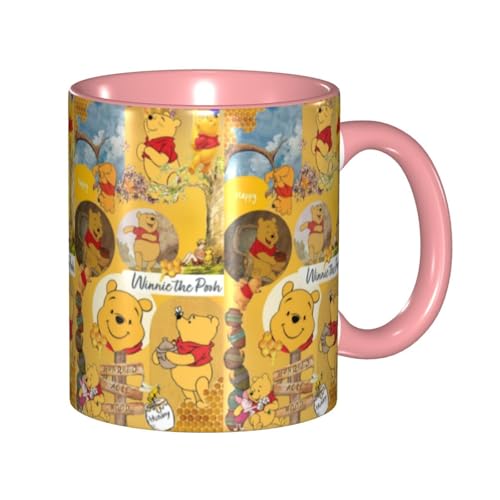 くまのプーさん セラミックマグカップ 食器 大容量コーヒーカップ 330ml 耐熱 おしゃれなマグカップ オフィスホーム用 プレゼントに最適 再利用可能 ギフト 男女兼用 Pink
