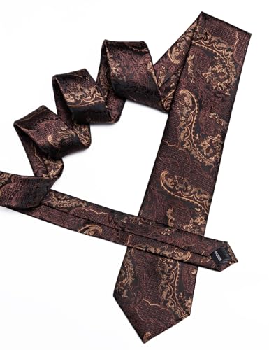 Image of Barry.Wang Men Ties Paisley Woven Silk Necktie Set with Pocket Suqare Cufflinks Formal