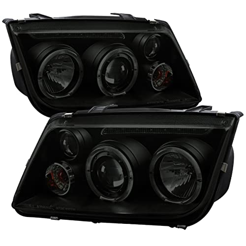 Carpartsinnovate Fits 99-05 LED Halo Black Projector Headlights Head Lamps Smoke w/Fog