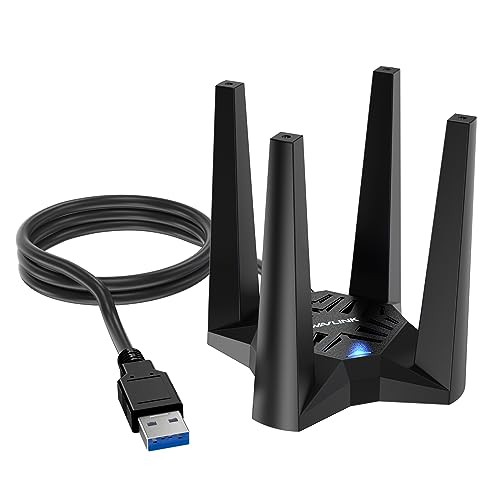 AX1800 USB WLAN Stick für PC, WAVLINK WiFi 6 USB WLAN Adapter PC, 1201Mbit/s 5GHz + 574Mbit/s 2.4G, WPA3-Verschlüsselung, eingebauter Treiber, Schwarz, NUR für Windows 10/11