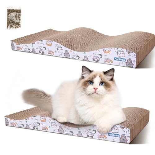 Nobleza 2 Pack Cardoard Cat Scratchers for Indoor Cats 44.5x21x7.2cm