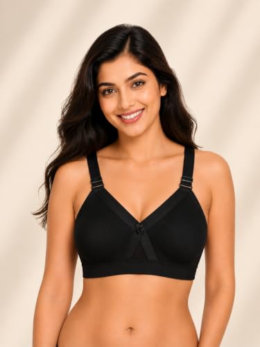 Image of SONA Super Fit Everyday Non Padded Side Support Cotton Full Coverage Bra for Women with Transparent Strap Plus Size Bra