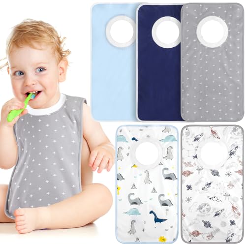 Image of Newwiee 5 Pcs Large Towel Bibs for Toddler Baby, Soft Pullover Design, Absorbent Cotton Full Coverage for Baby Drooling & Feeding, Unisex & Machine Washable