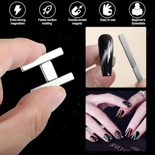 Image of THR3E STROKES Mini Nail Magnet Set, 4-PC Assembled Cat Eye Gel Nail Polish Magnet Tool for Cat Eye Nail Art Salon or Nail Art Lovers (4PCS MINI MAGNET)