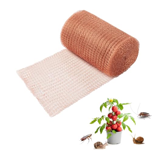 KUIRUNRX® Malla de Cobre Tejida, Valla De Cobre Antibabosas 12.7cm X 9m, Repelente De Caracoles ElectroquíMico para Bancal Elevado, Anticaracoles Y Babosas para Protector De Plantas