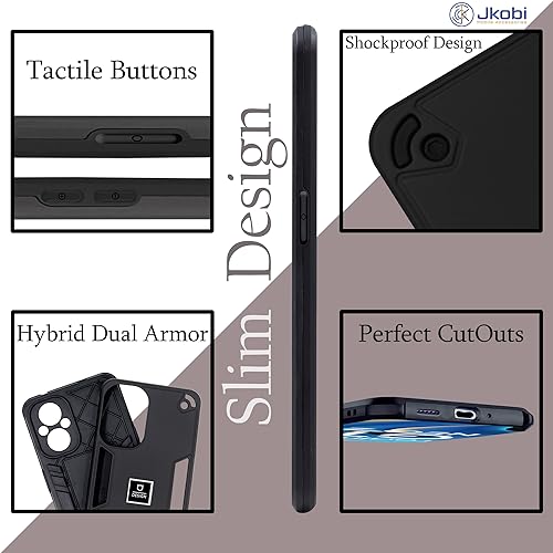 Image of Jkobi Back Cover Case for Realme Narzo 60x (Lightweight Hybrid Shockproof Polycarbonate| Slim Black)