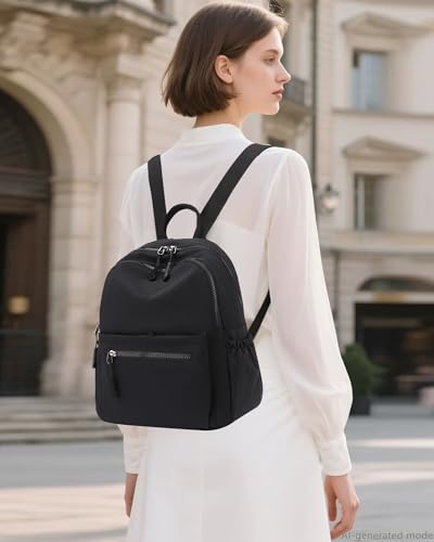 Image of Tanweibago Mini Nylon Women Backpacks,11L Small Ladies backpacks Casual Lightweight Women Shopping Travel Daypack (Z1-black)