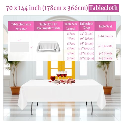 Nappe rectangulaire blanche en tissu coton polyester pour buffet de mariage et grande table