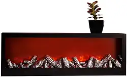 Lareira Elétrica Decorativa com Efeito de Chama LED, Design Moderno