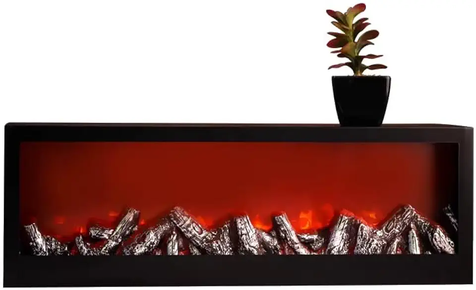Lareira Elétrica Decorativa com Efeito de Chama LED, Design Moderno