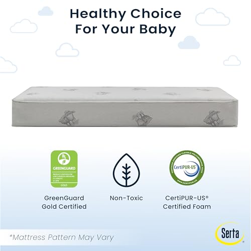 Image of Serta Perfect Start Deluxe Limited Dual Sided Baby Crib Mattress and Toddler Mattress, GREENGUARD Gold Certified, Firm Support, Waterproof, 7 Year Warranty, Made in USA
