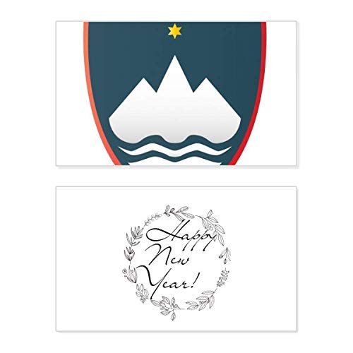 Tarjeta conmemorativa de Año Nuevo con el emblema de Eslovenia y mensaje de bendición