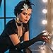 PLULON 8 Pieces 1920s Flapper Great Gatsby Accessories Set Fashion Roaring 20's Theme Set Black