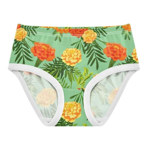 Yellow Orange Marigold Flowers Green Girls Underwear Toddler 2t Cotton Girl Panties Cute Flower Kids Undies Briefs